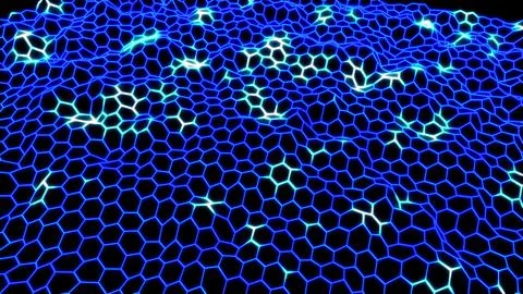 Looped abstract background from waves of hexagons from stripes and lines of.. Stock Illustration