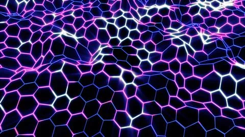 Looped abstract background from waves of hexagons from stripes and lines of.. Stock Illustration