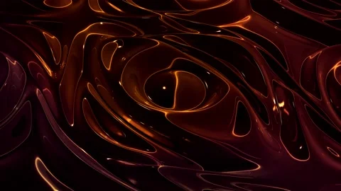 Looped abstract background with wavy sparkling golden liquid pattern on shiny Video stock 140990399