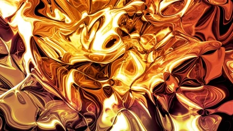 Looped abstract background with wavy sparkling golden liquid pattern on shiny Stock Footage 140990430