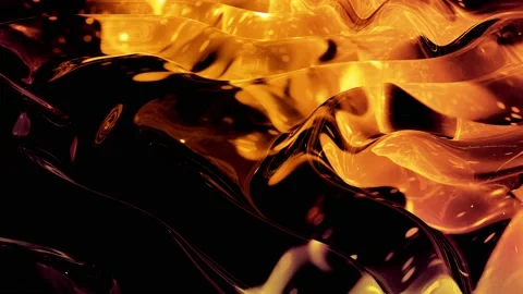 Looped abstract background with wavy sparkling golden liquid pattern on shiny Stock Footage 140990561