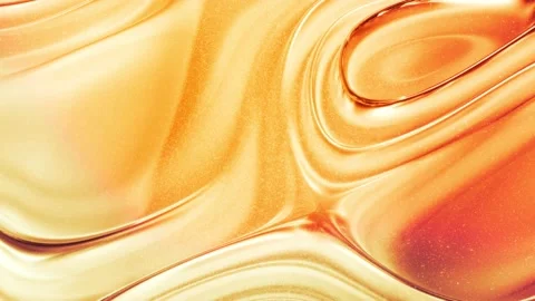 Looped abstract background with wavy sparkling golden liquid pattern on shiny Stock Footage 140990735