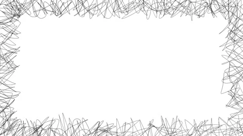 Looped abstract black hand-drawn scribble line border frame animation Stock Footage 343650551