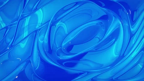 Looped abstract fluid background. Beautiful wavy glass surface of blue liquid Stock Footage 136512446