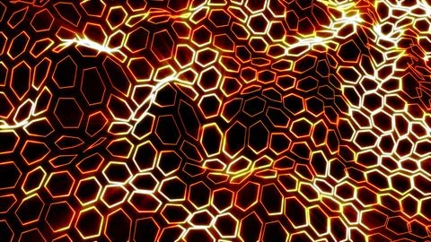 A looped abstract grid of waves of hexagons from stripes and lines of brigh.. Stock Illustration