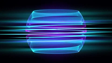 Looped abstract hologram in a shape of torus ring with pink and blue glow effect Stock Footage 281915224