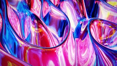 Looped abstract iridescent fluid background. Beautiful wavy glass surface of Stock Footage 136512926