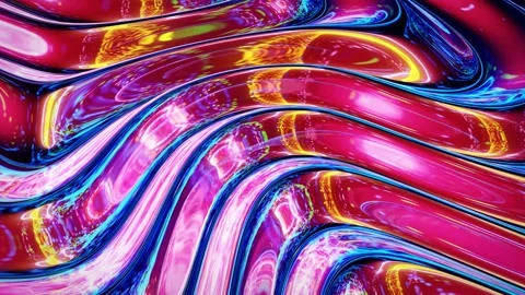 Looped abstract iridescent fluid background. Beautiful wavy glass surface of Stock Footage 136513070