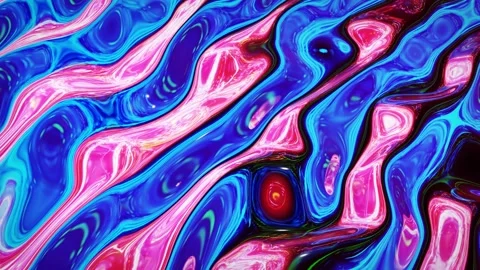 Looped abstract iridescent fluid background. Beautiful wavy glass surface of Stock Footage 136513735