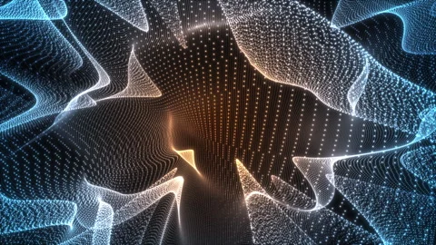 Looped abstract particle background animation with glowing waves, flowing dots. Stock Footage 320112831