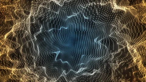 Looped abstract particle background animation with glowing waves, flowing dots. Stock Footage 320112997