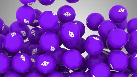 Looped Alpha Balls Transition Animation with Ethereum Coin Stock Footage 99467640