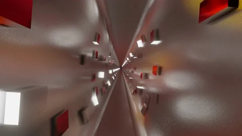 Looped animated 3D background. camera flying through an abstract metal tunnel. Stock Footage 233061036