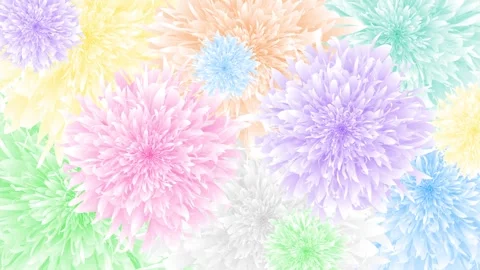 Looped animated background of randomly rotating colorful flowers Stock Footage 316801292