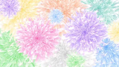 Looped animated background of randomly rotating colorful flowers with sparkle Stock Footage 316801310