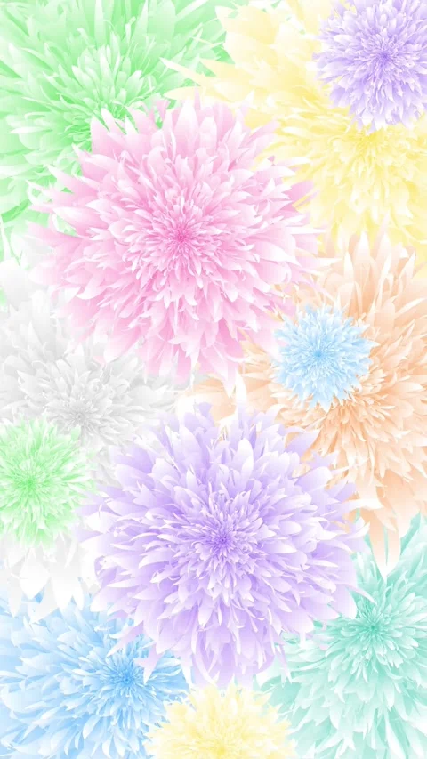 Looped animated background of randomly rotating colorful flowers Stock Footage 316801339