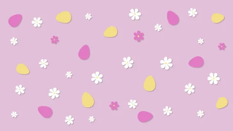 Looped animated flat pattern for easter on pink background. Easter eggs Stock Footage 302925870