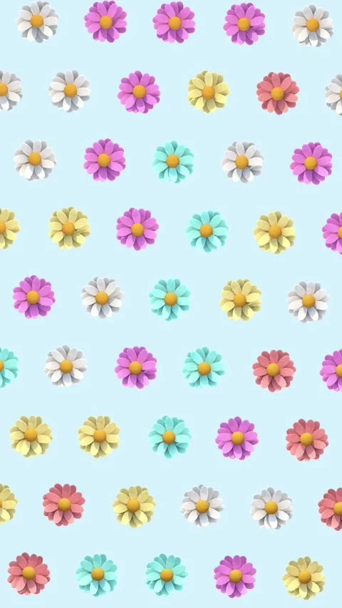 Looped animated pattern of randomly rotating colorful flowers Stock Footage 306058973