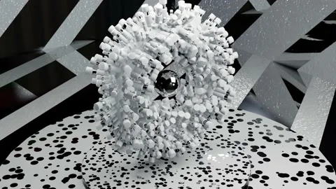 Looped animation, 3d render with metallic ball. Satisfying video. Stock Footage 148049815