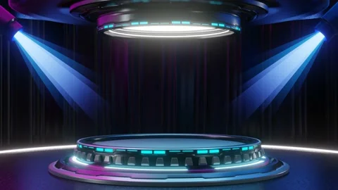 Looped animation 3d rendering with empty sci fi podium background Stock Footage 186902114