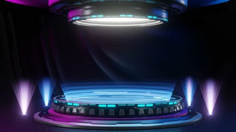 Looped animation 3d rendering with empty sci fi podium background Stock Footage 186902194