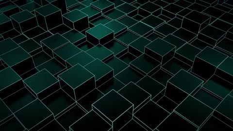 Looped animation of abstract 3D cubes field randomly moving up and down Stock Footage 332366374