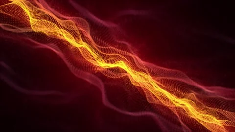 Looped animation of abstract waves made of hot yellow and purple particles Stock Footage 251950063
