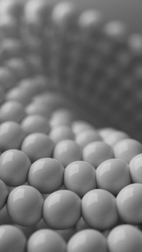 Looped animation of a close-up Mobius shape made of glossy white spheres. Stock Footage 313288974