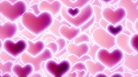 Looped animation featuring softly glowing hearts in shades of pink and purple Stock Footage 298058544
