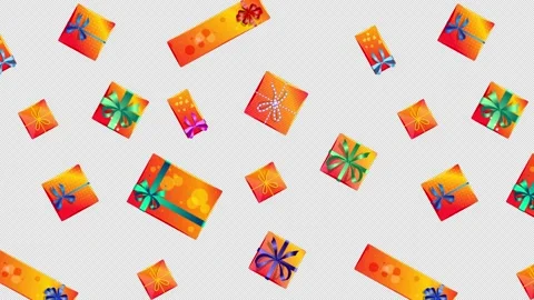 Looped Animation of gift boxes rotating with ALPHA channel. Christmas presents Vídeos de archivo 147201764