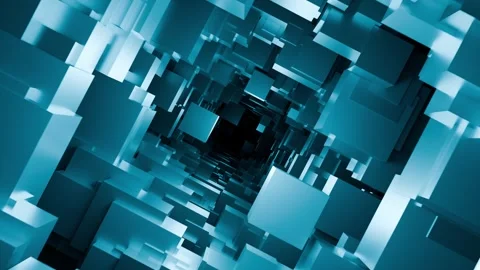 Looped animation of infinite flying through abstract cubic tunnel Stock Footage 336630327