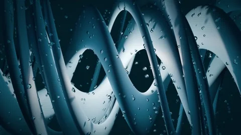 Looped animation of Intertwined smooth form with transparent water bubbles Stock Footage 342523697