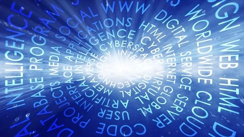 Looped artificial Intelligence technology looping word cloud Stock Footage 338111132