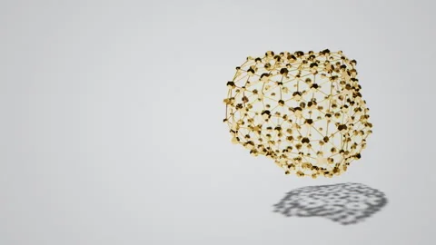 Looped Background with Abstract Gold 3D Shape Stock Footage 252382872