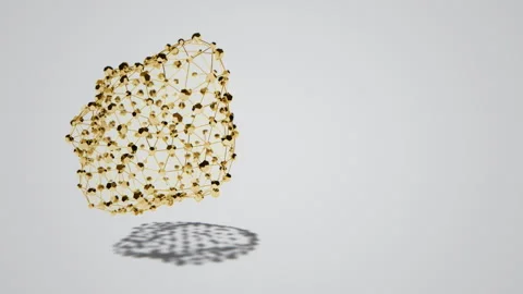 Looped Background with Abstract Gold 3D Shape Stock Footage 252383238