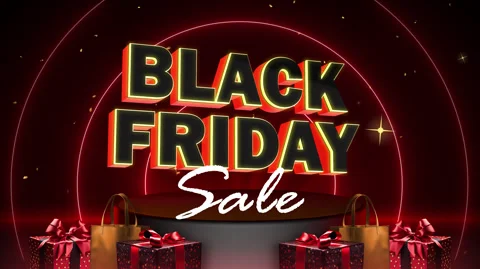 Looped background animation of 3D Black Friday sale text with red neon, shop Stock Footage 254457075