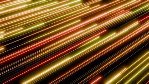 Looped background with bright colored light streaks moving on a black background Stock Footage 289938784
