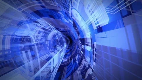 Looped background with digital technology tunnel made of hologram patterns Stock Footage 314870960