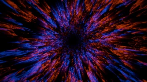 Looped background with dynamic tunnel of blue and orange energy patterns Stock Footage 337046225