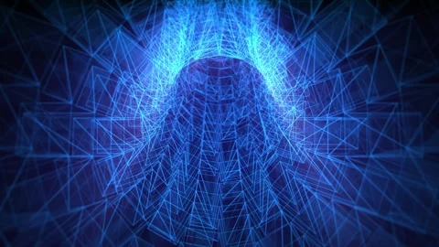 Looped background with flying through transparent blue tunnel Stock Footage 273695087