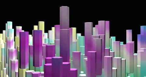 Looped background with retractable multicolored painted hexagonal tiles columns Stock Footage 137619188