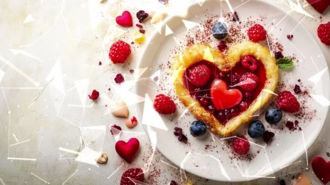 Looped background. Romantic breakfast. Concept of romance and love. Video stock 300247507