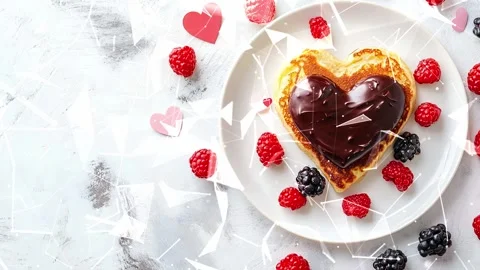 Looped background. Romantic breakfast. Concept of romance and love. Video stock 300247511