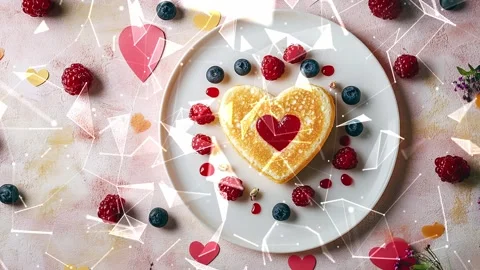 Looped background. Romantic breakfast. Concept of romance and love. Video stock 300247512