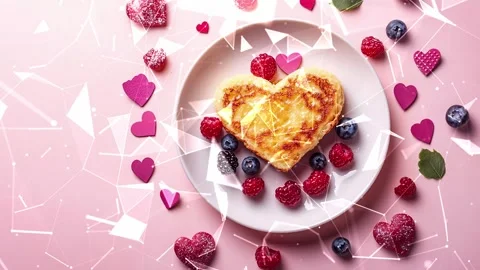 Looped background. Romantic breakfast. Concept of romance and love. Video stock 300247576