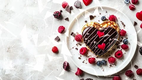 Looped background. Romantic breakfast. Concept of romance and love. Video stock 300248597