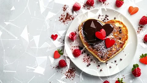 Looped background. Romantic breakfast. Concept of romance and love. Video stock 300248695