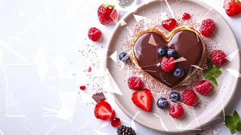 Looped background. Romantic breakfast. Concept of romance and love. Video stock 300248698