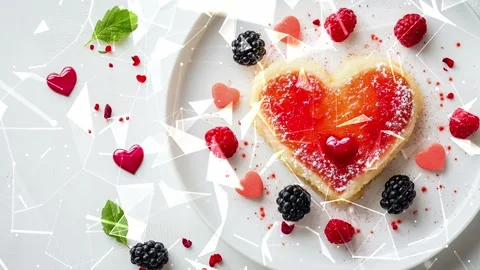 Looped background. Romantic breakfast. Concept of romance and love. Video stock 300249592