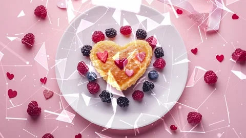 Looped background. Romantic breakfast. Concept of romance and love. Video stock 300250091
